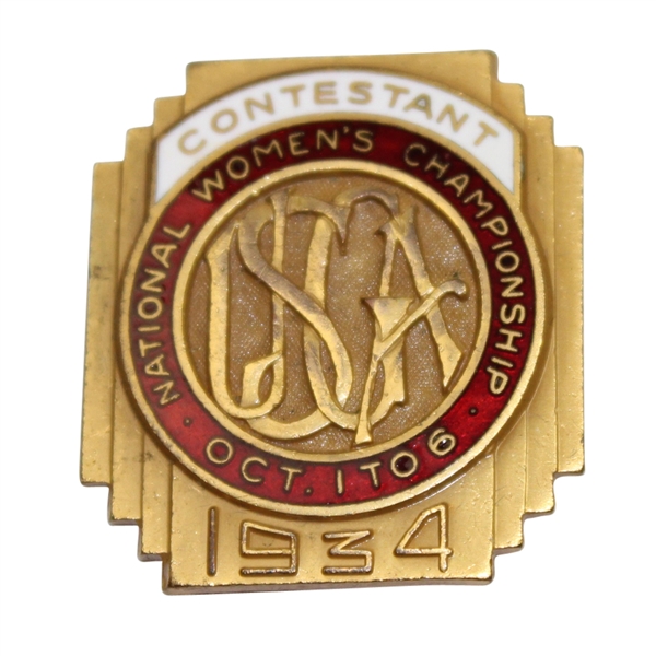 1934 Womens US Amateur at Whitemarsh CC Contestants Badge - Virgina Van Wie Winner