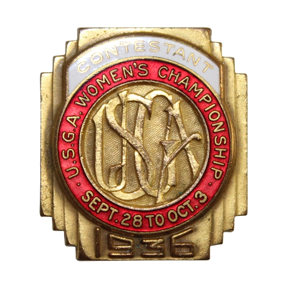1936 Womens US Amateur at Canoe Brook CC Contestants Badge - Pam Barton Winner