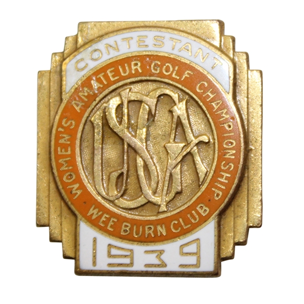 1939 Womens US Amateur at Wee Burn CC Contestants Badge - Betty Jameson Winner