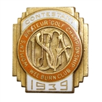 1939 Womens US Amateur at Wee Burn CC Contestants Badge - Betty Jameson Winner