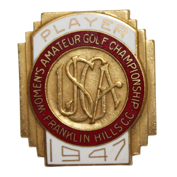 1947 Womens US Amateur at Franklin Hills CC Contestants Badge - Louise Suggs Winner