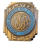 1958 Womens US Amateur at Wee Burn CC Contestants Badge - Anne Quast Winner