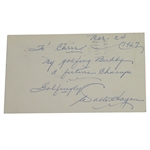 Walter Hagen Signed GPC From Traverse City - Dated 1967 JSA ALOA