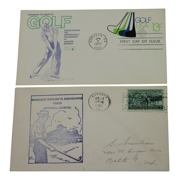 1953 Dwight D Eisenhower Visits Augusta & 1977 Masters Golf FDI Envelopes 