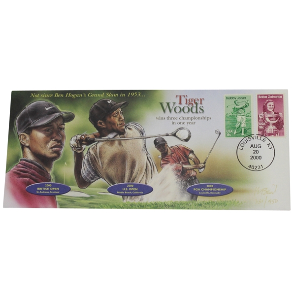 Ltd Ed 2000 Tiger Woods Wins Three Championships in One Year Cachet - Kendal Bevil #391/950