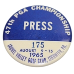 1965 PGA Championship at Laurel Valley CC Press Pin - Dave Marr Winner