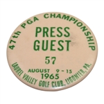 1965 PGA Championship at Laurel Valley CC Press Guest Pin - Dave Marr Winner