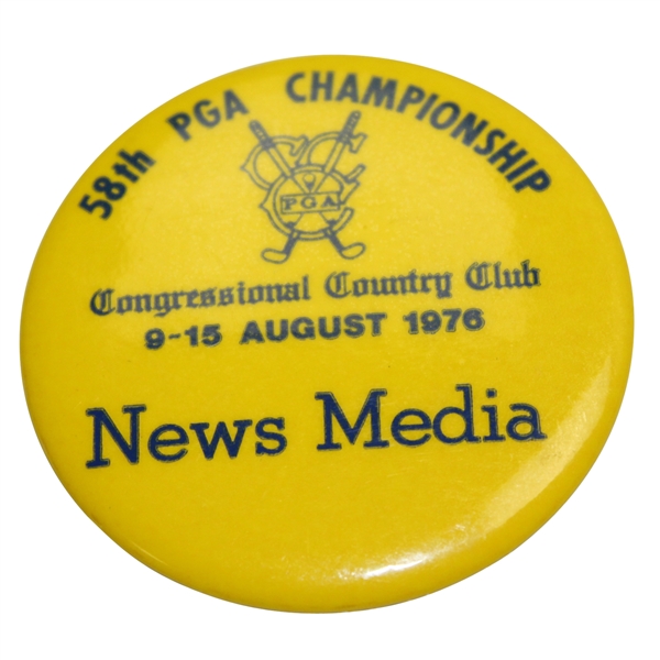1976 PGA Championship at Congressional CC News Media Pin - Dave Stockton Winner