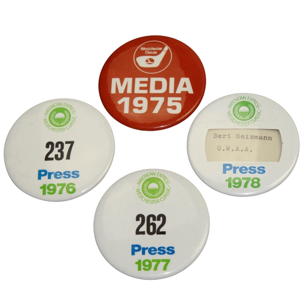 1975, 1976, 1977, & 1978 Westchester Classic Press Pins