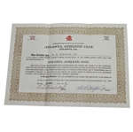 1960 Atlanta Athletic Club Member Stock Certificate #4067