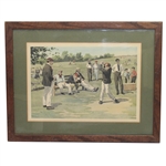A.B. Frost Framed Print - Golfer Teeing Off with Onlookers on Bench