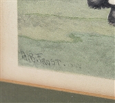 A.B. Frost Framed Print - Golfer Teeing Off with Onlookers on Bench