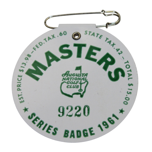 1961 Masters Tournament Badge - #9220