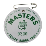 1961 Masters Tournament Badge - #9220