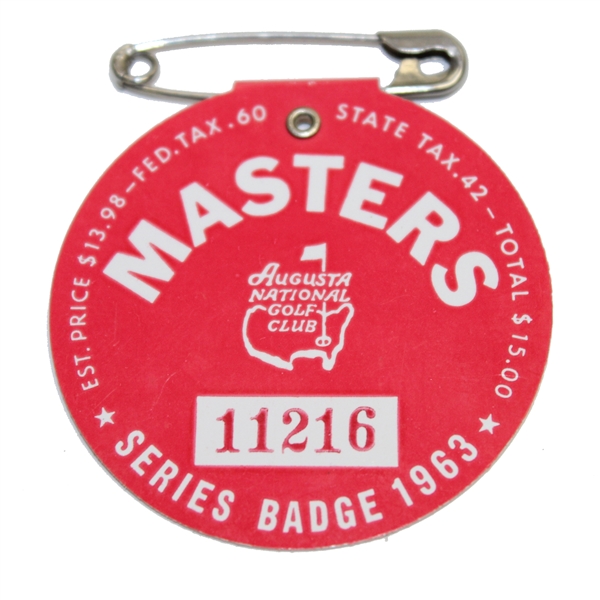 1963 Masters Tournament Badge - #11216