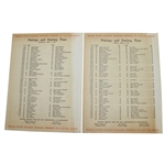 1960 Masters Thursday & Friday Pairing Sheets - Arnold Palmer Winner