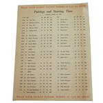 1960 Masters Sunday Pairing Sheet - Arnold Palmer Winner