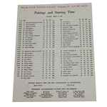 1967 Masters Sunday Pairing Sheet - Gay Brewer Winner