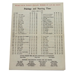 1968 Masters Sunday Pairing Sheet - Bob Goalby Winner