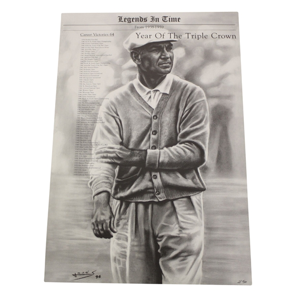 Legends in Time AP 9/50 Ben Hogan  Triple Crown Print - Lists 64 Career Win