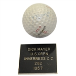 Dick Mayer 1957 US Open Winner @ Inverness Champ. Used Golf Ball-Gifted To Ralph Hutchison