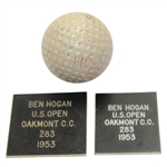 Ben Hogan 1953 US Open @ Oakmont Championship Used Titleist Golf Ball-Gifted To Ralph Hutchison