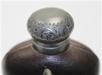 Vintage Leather Flask Depicting 'The Swing'