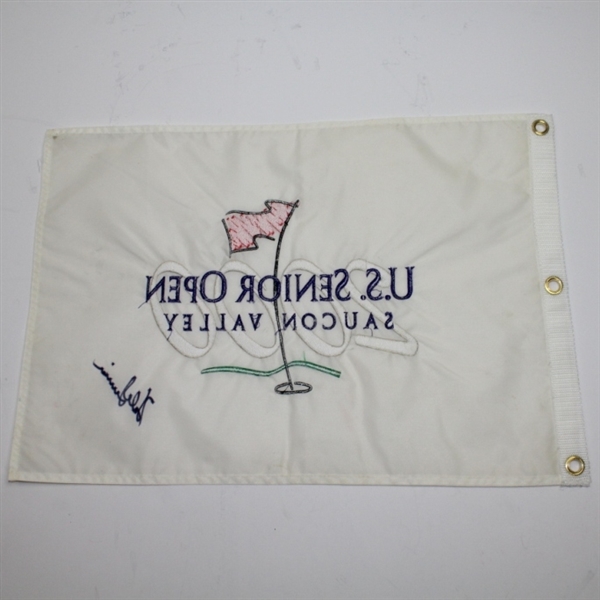 Hale Irwin Signed 2000 US Senior Open at Saucon Valley Embroidered Flag JSA ALOA