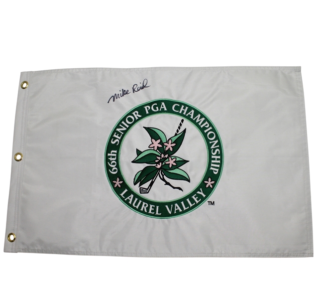 Mike Reid Signed 2005 Senior PGA Championship at Laurel Valley Embroidered Flag JSA ALOA