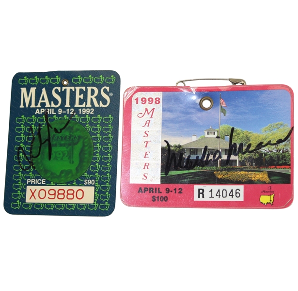 Fred Couples & Mark OMeara Signed Masters Badges - Winning Years JSA ALOA