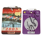 Mike Weir & Vijay Singh Signed Masters Badges - Winning Years JSA ALOA