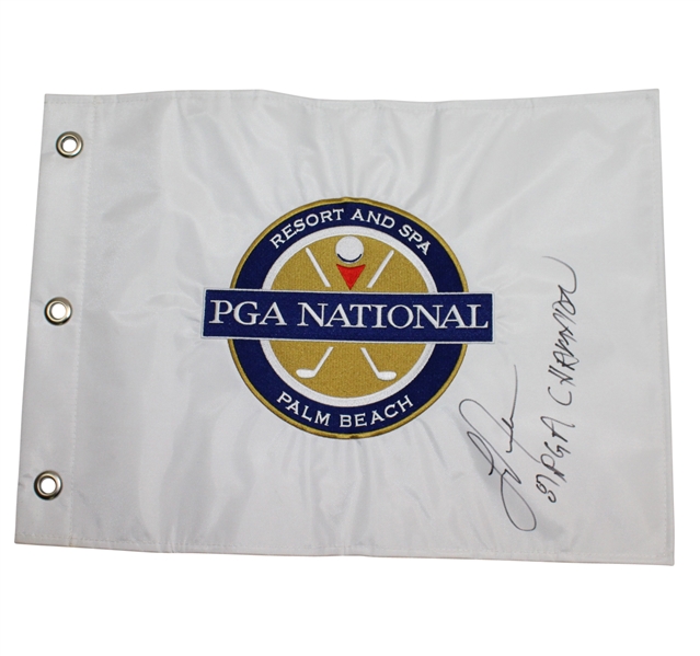 Larry Nelson Signed PGA National Palm Beach Embroidered Flag JSA ALOA