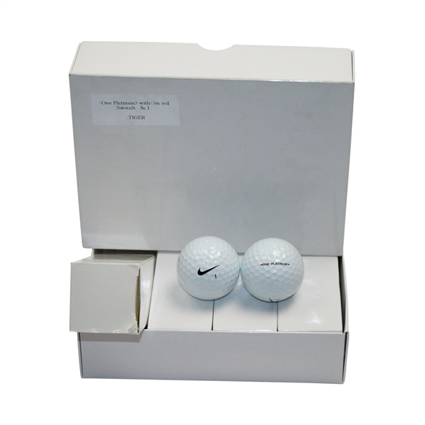Tiger Woods Personal Box of One Platinum Golf Balls with Two Golf Balls