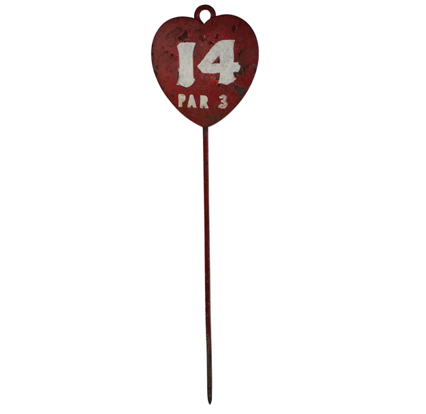 Circa 1800s Heart Shaped Cast Iron #14 Hole Marker - Par 3 - Seldom Seen
