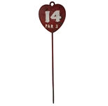 Circa 1800s Heart Shaped Cast Iron #14 Hole Marker - Par 3 - Seldom Seen