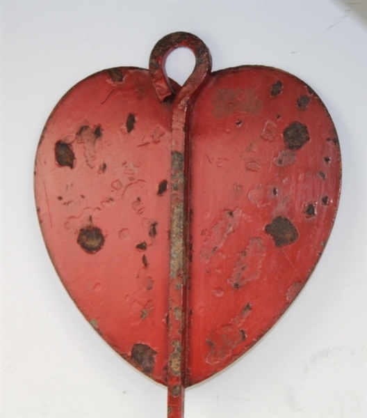 Circa 1800's Heart Shaped Cast Iron #14 Hole Marker - Par 3 - Seldom Seen