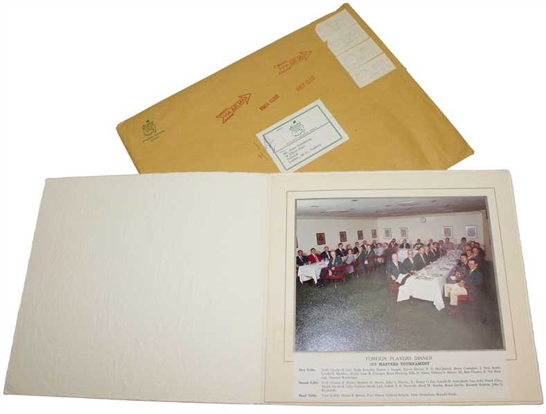 Peter Oosterhuis 1974 Foreign Players Masters Dinner Photo in Original Masters Envelope