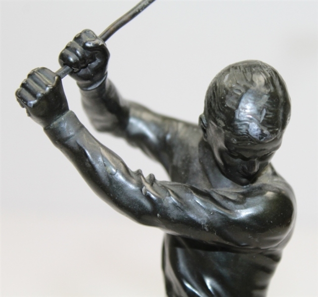 Antique Bronze Sculpture on Marble of Young Golfer - Marked Germany