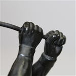 Antique Bronze Sculpture on Marble of Young Golfer - Marked Germany