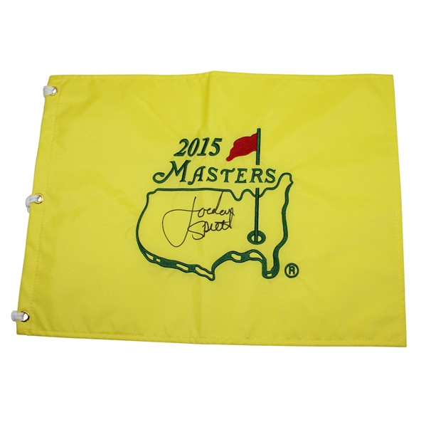 Jordan Spieth Signed 2015 Masters Embroidered Flag - Full Signature in Middle JSA ALOA