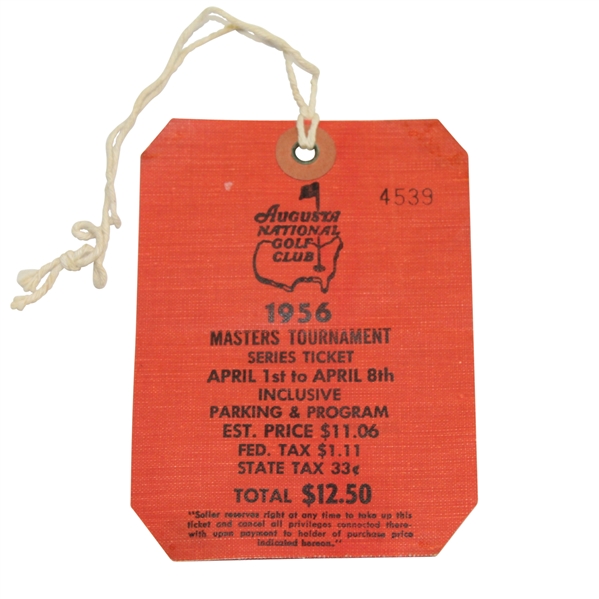 1956 Masters Tournament Series Badge #4539 - Jack Burke Winner
