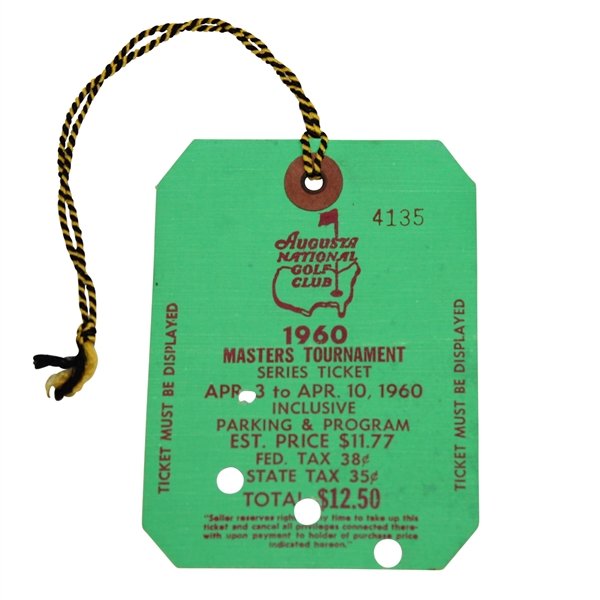 1960 Masters Tournament Series Badge #4135 - Arnold Palmer Winner