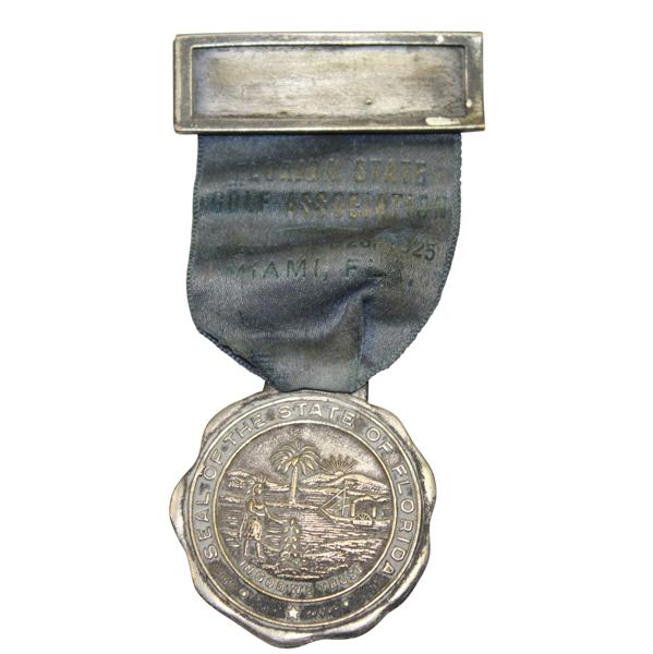 1925 Florida State Golf Assoc. Medal Trophy Pin with Ribbon - Miami