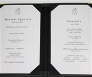 Lot of Two Augusta National Golf Club 2008 Dessert Specials & Wine List Menus