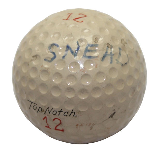 Sam Snead 1954 Masters Win Tournament Used Top Notch Golf Ball-Gifted To Ralph Hutchinson