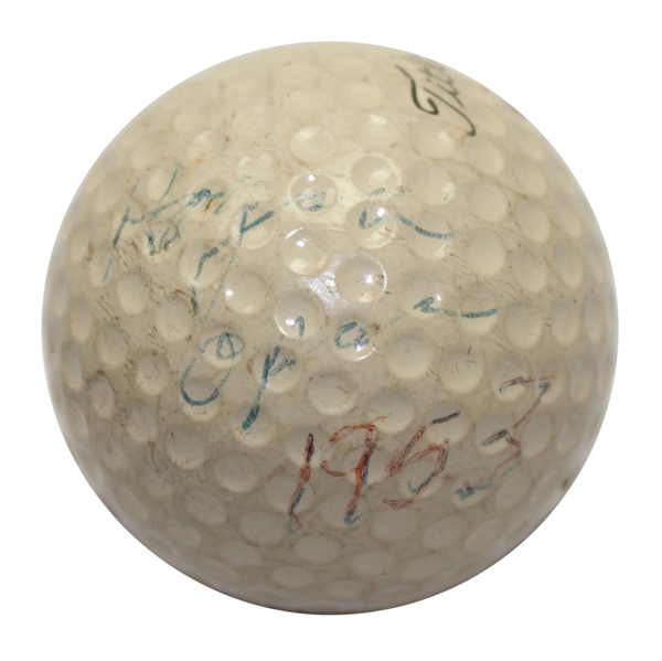 Ben Hogan 1953 US Open @ Oakmont Championship Used Titleist Golf Ball-Gifted To Ralph Hutchison