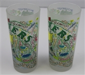 Set of Two Masters Commemorative Catstudio Frosted Glasses