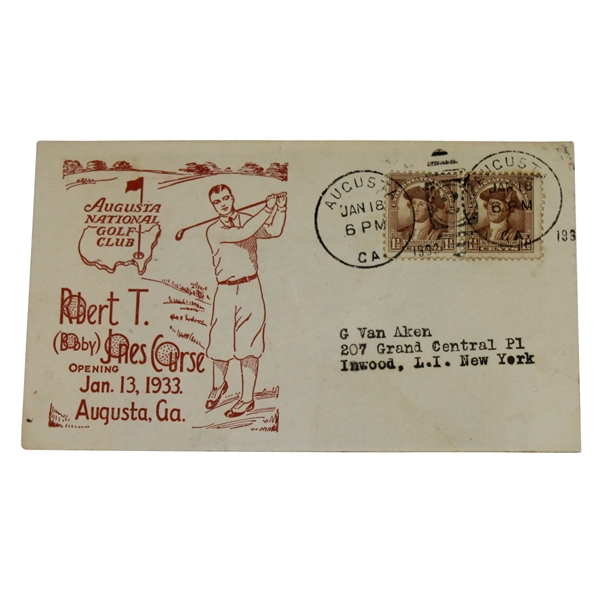 1933 Bobby Jones Course Augusta National GC First Day Cover - Red Ink