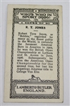 1926 Bobby Jones Lambert & Butler Rookie Golf Card #2 - England