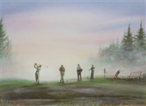 R.F. Harnett Print - Golfer's Teeing Off in Fog
